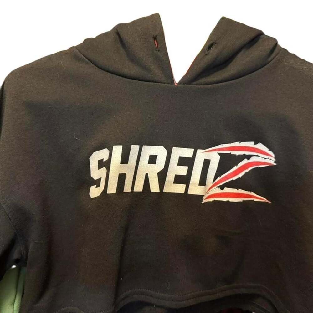Shredz Crop Hoodie Black Red Graphic Pullover